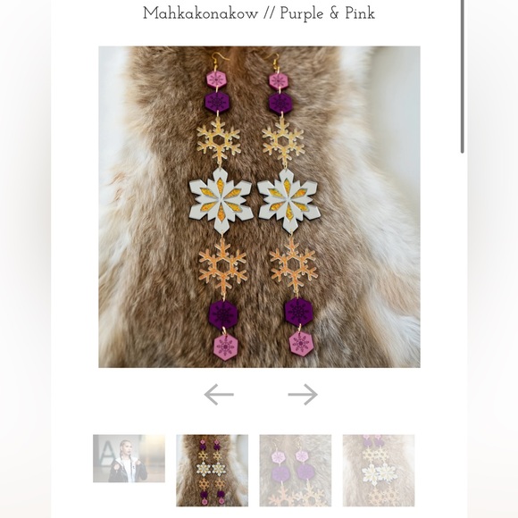Indi City MAHKAKONAKOW Purple and Pink holiday statement earrings - Picture 7 of 17